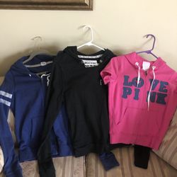 Three Victoria’s Secret Hooded Sweatshirts-small