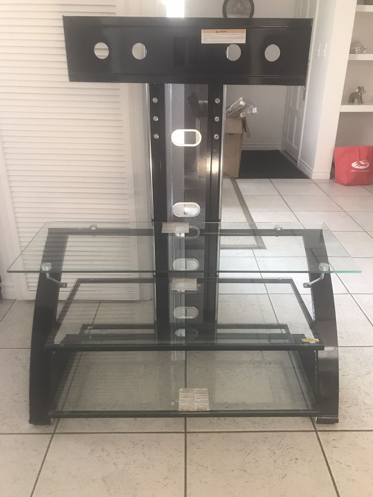 Tv stand two shelves glass