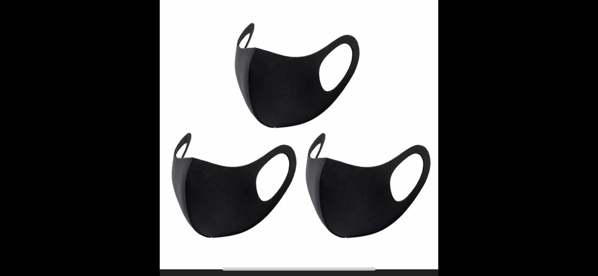 3 piece pack face mask reusable washable unisex spandex black mask mouth cover