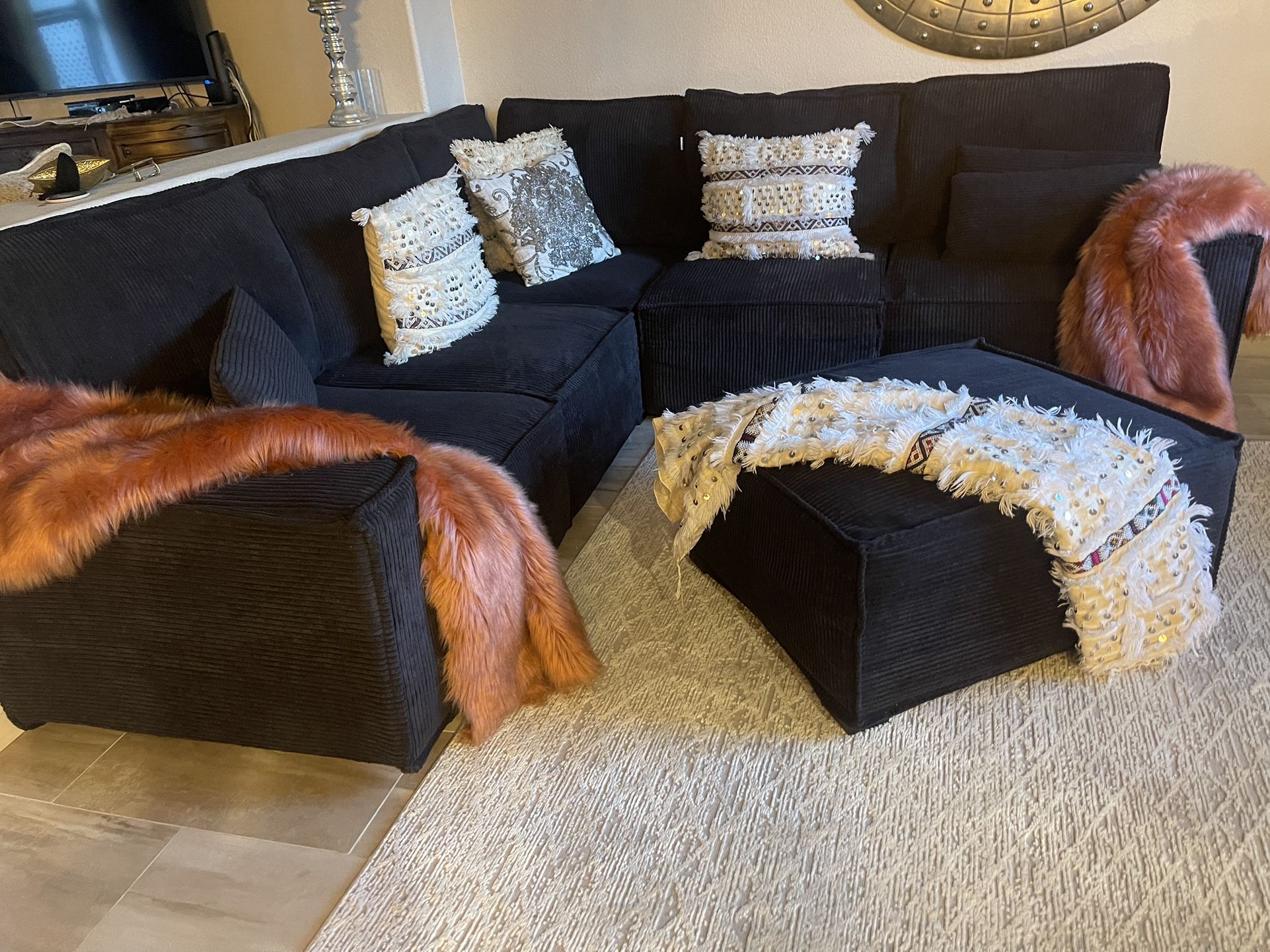 Open Box Black Sectional 