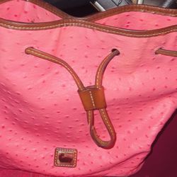 Pink Ostrich Dooney & Bourke Bucket Bag 