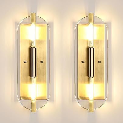 2 Pack Oval Glass Bathroom Wall Sconce Light Fixture