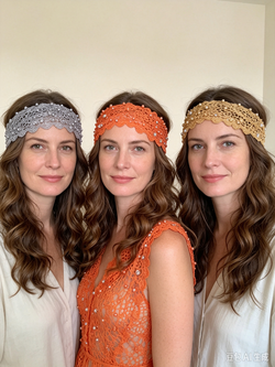 Lace Pearl Rhinestone Headbands | 3 Colors Silver Orange Gold