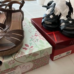 Women’s Sz 8 Sandals With Wedge Heel