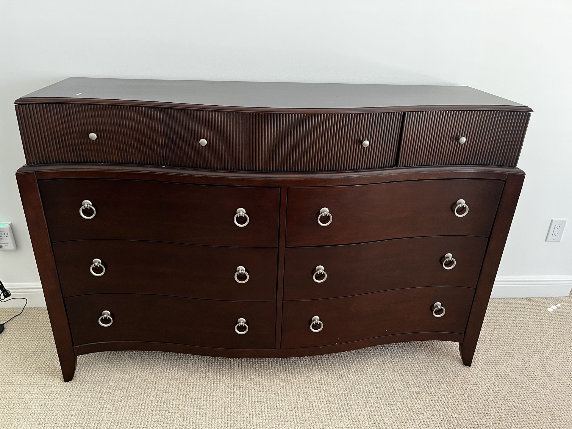 Elegant Dark Wood 9-Drawer Dresser / Sideboard