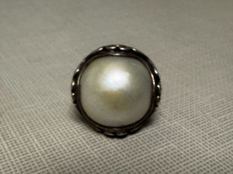 BASK stamped sterling silver pearl ring