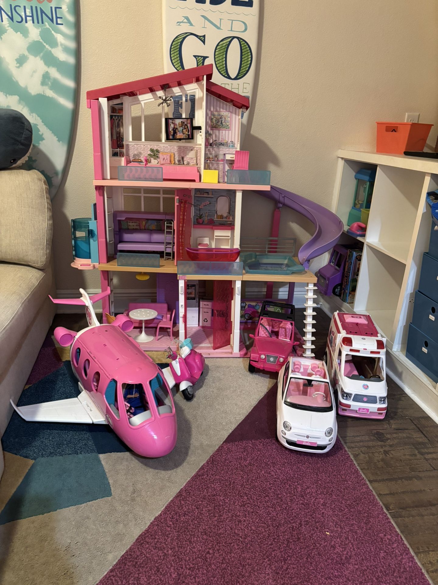 BARBIE Lot: House, Vehicles, Furniture, Clothes & Dolls