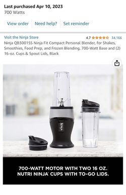 NEW Ninja Fit Blender Kitchen Appliance For Home 700 Watt 2-16oz cups with  lids
