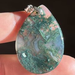 Beautiful 925 Silver Moss Agate Pendant