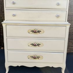 Vintage High Boy 5 Drawer Dresser