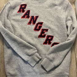 We Bleed Blue New York Rangers Wordmark Grey Twill Crewneck Unisex Sz Medium