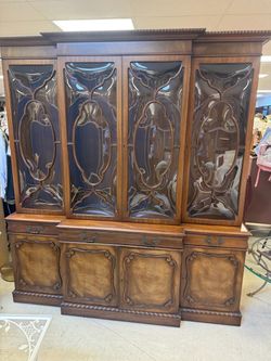 Mahogany China Cabinet Breakfront Bookcase