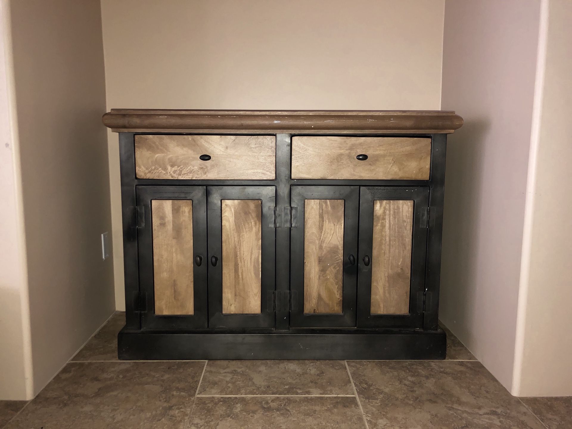 Iron and wood cabinet