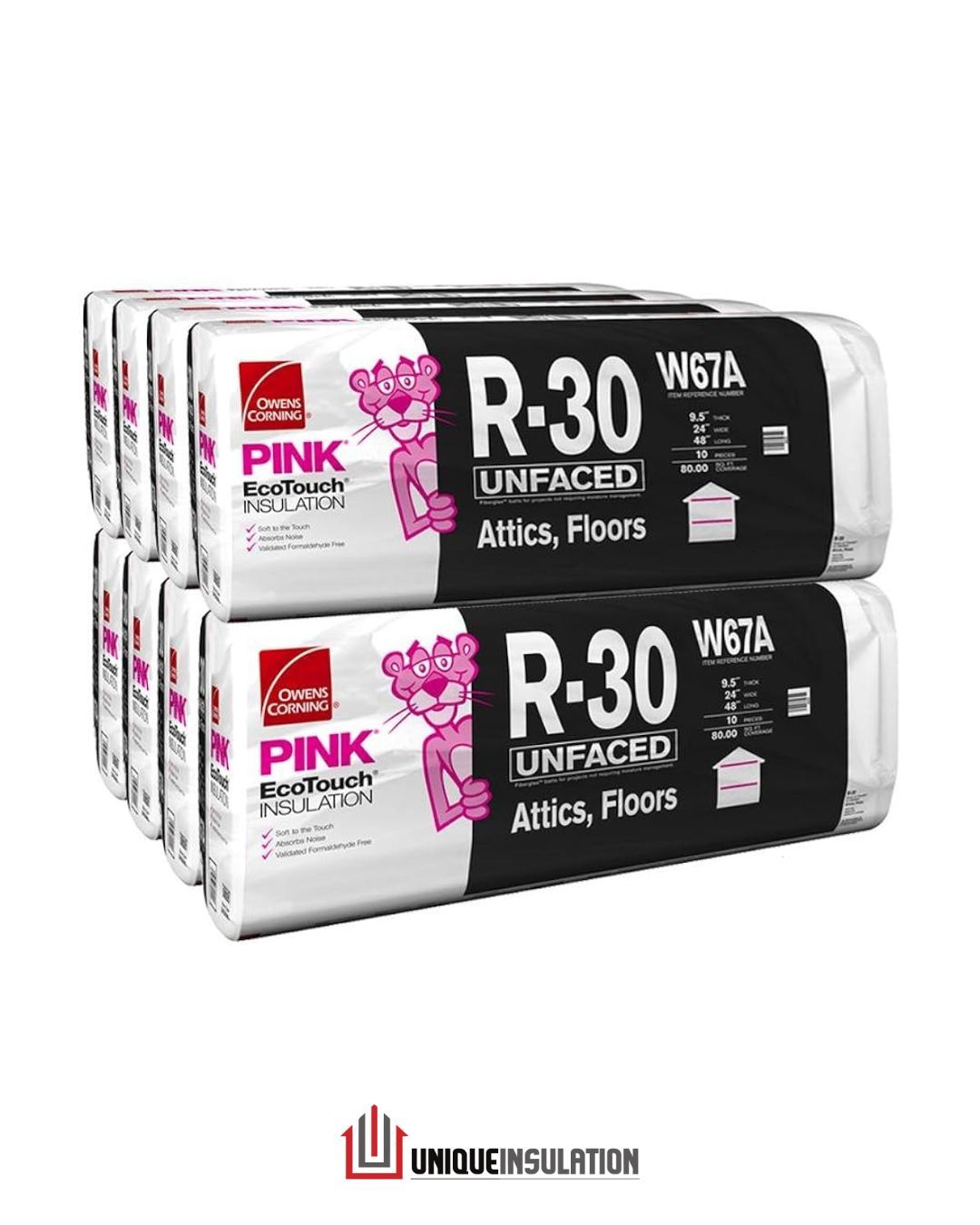 OC R-30 Unfaced Batt – 24" x 48" – 80 sq ft – $70