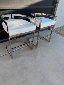 Silver Low Back Counter Stools (2)