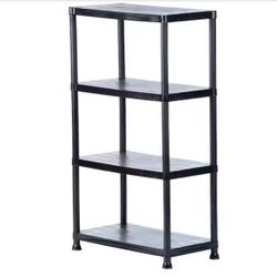 HDX 4-Tier Easy Assembly Scratch Resistant Plastic Garage Storage Shelving Unit in Black (28 in. W x 52 in. H x 15 in. D)