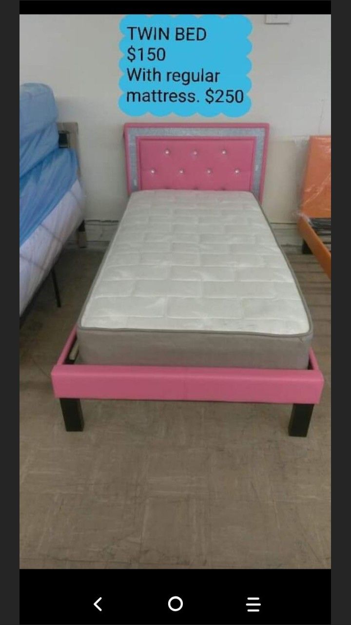 TWIN BED WITH REGULAR MATTRESS