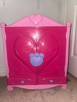 Build A Bear Pink Heart Closet Armoire Doll Clothes Accessories Storage