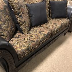 Wood Accent Couch And Love Seat