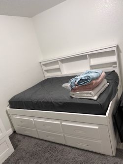 Queen size bed (mattress not for sale)