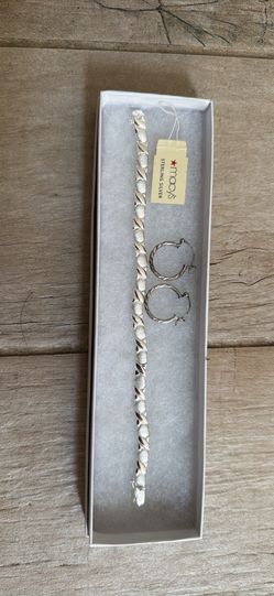 Macy’s Sterling, silver bracelet, and hoop earrings set