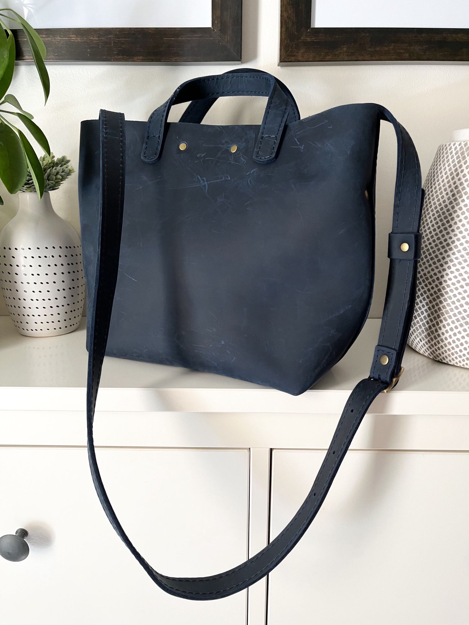 Portland Leather Deep Water Crossbody Tote