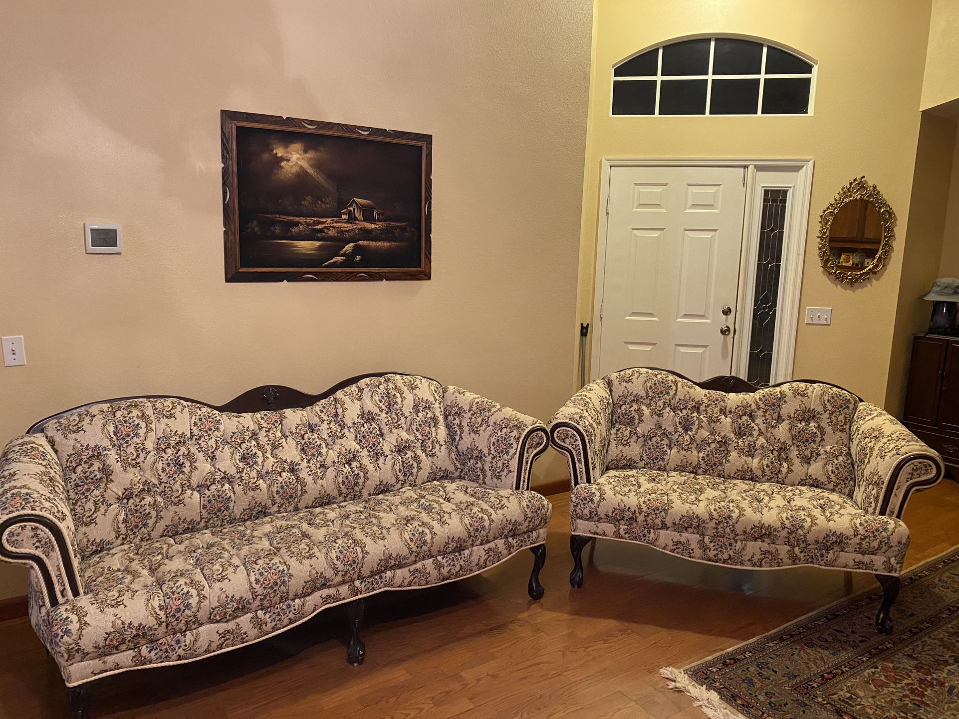 Vintage Floral Sofa and Loveseat (Baroque/Victorian settee style)
