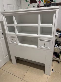 White Wood Bookcase Twin Headboard