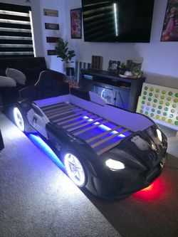 Police Car Kids Bed Frame with LED Lights