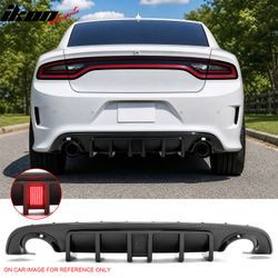Fits 2015-2023 Dodge Charger SRT Carbon Fiber Print Rear Diffuser w/ Black LED Light