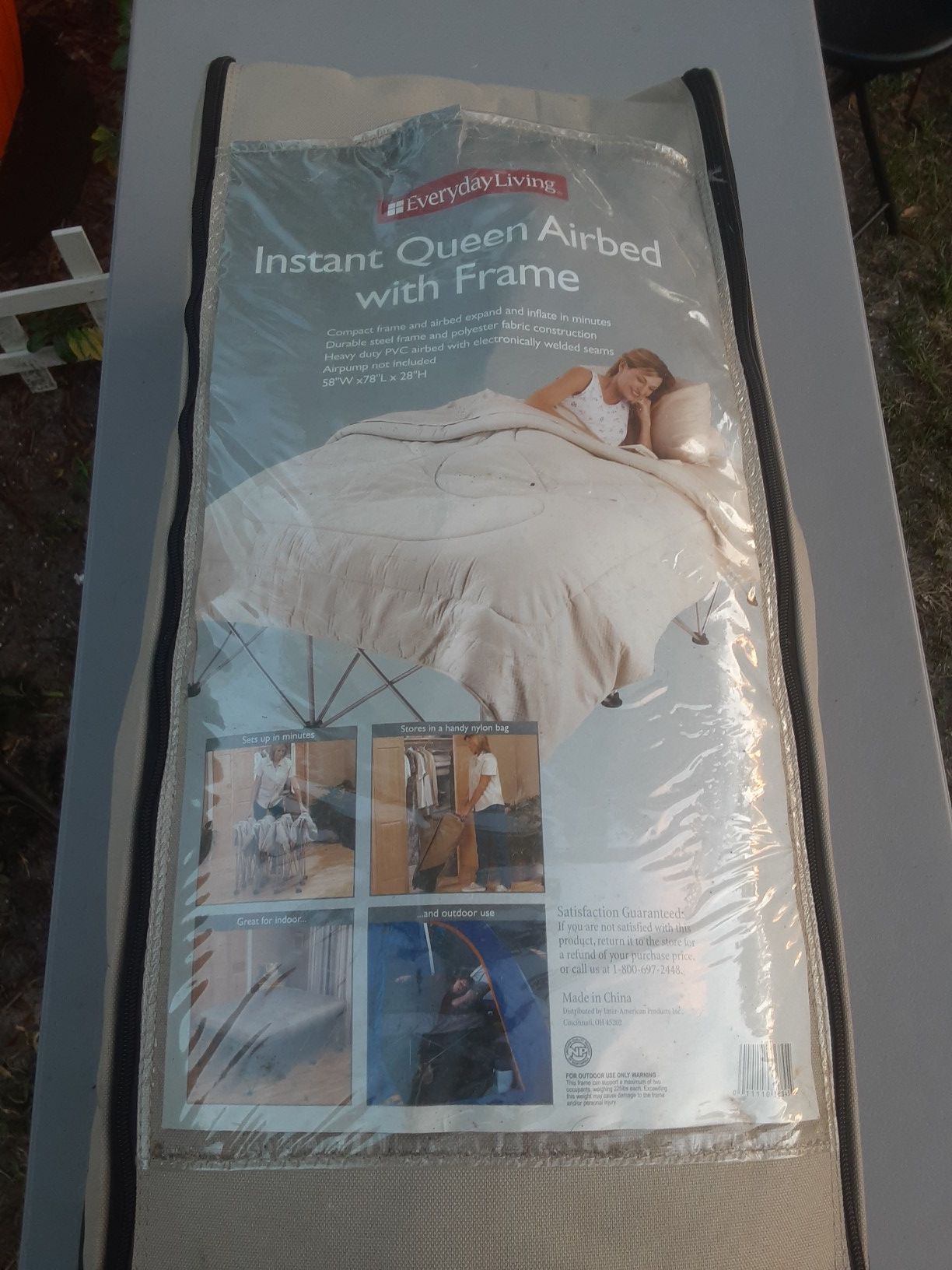 Queen size air mattress with frame & bag