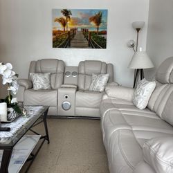   3 Piece Sofa Set Power Recliner And LED Lights