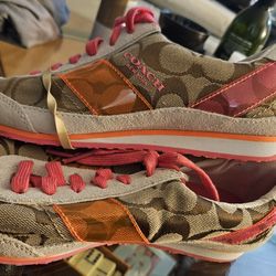 Coach Womens Sneakers Pink and Brown (8M)