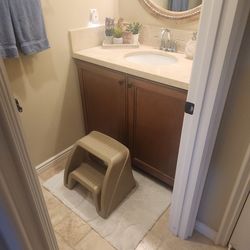 Simply3 2-step Stool/Seat, Indoor/Outdoor, 15.5"x19"x16",  Tan