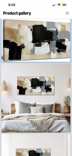 Brand New Black and White Abstract Wall Art for Living Room Neutral Hand Painted Gray Modern Large Textured Oil Painting Minimalist Artwork for Bedroo