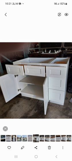 All Wood White Shaker 42" Wide Island Kitchen Cabinets With 5 Drawers $229