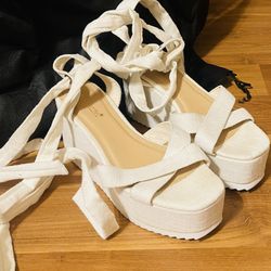 white wedges size 8