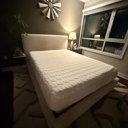 Purple mattress and bed frame queen.