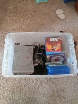 BOX OF PLAYSTATION GAMES/SYSTEMS