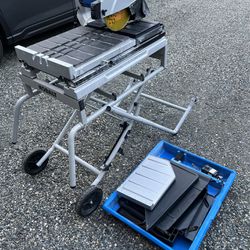 Kobalt 15-Amp 10-in-Blade Corded Sliding Table Tile Saw with Stand $799 plus tax at Lowes website  That one job don't need it anymore everything works