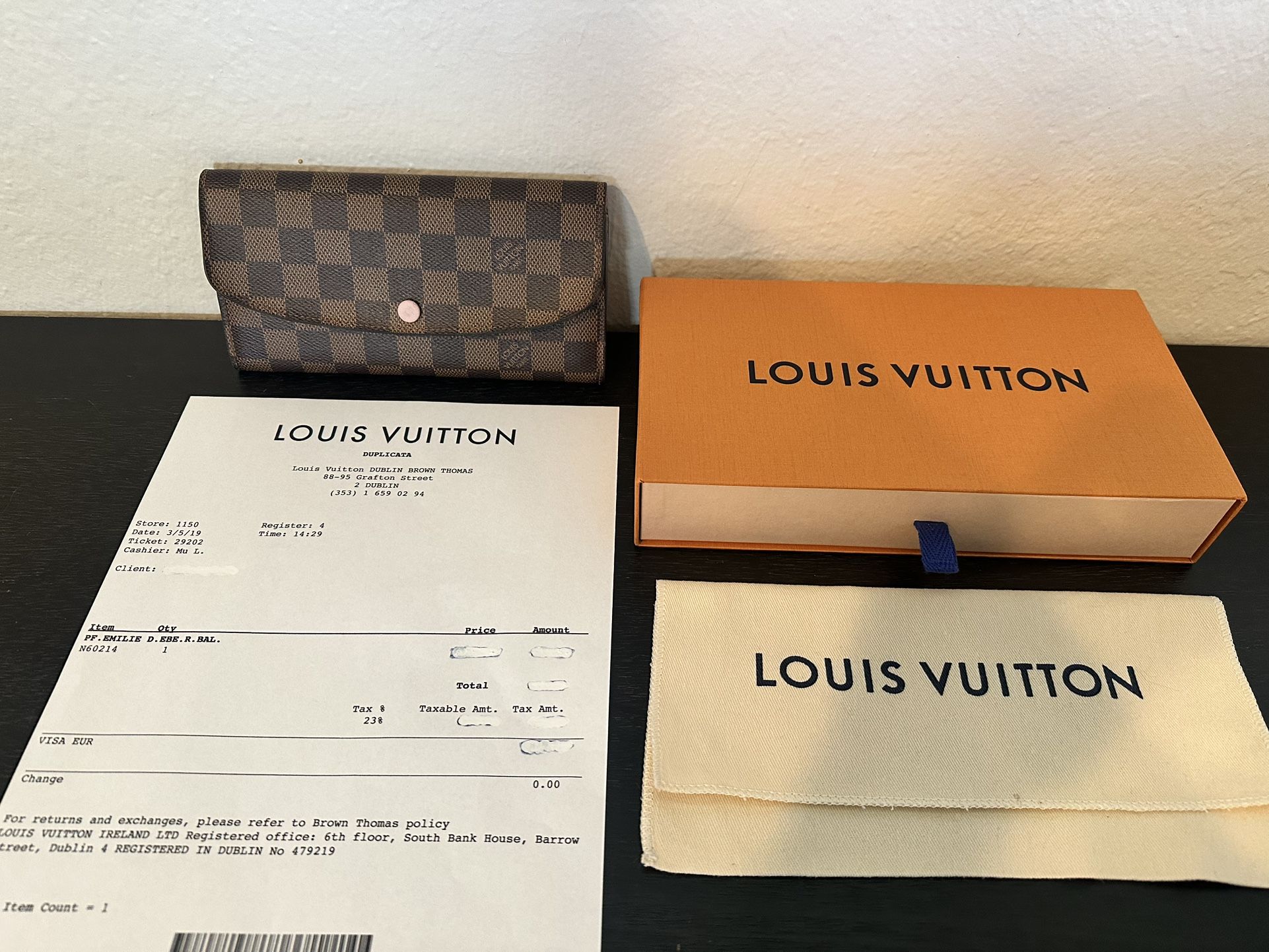 Authentic Louis Vuitton Wallet With Copy Of Receipt