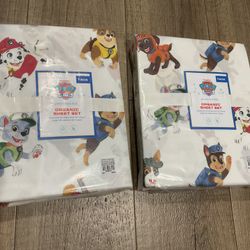 PAW Patrol™ Organic Sheet Set & Pillowcases Pottery Barn Kids / One For $60 Or Both For $100 Cash Firm Price/South Austin Pick Up 