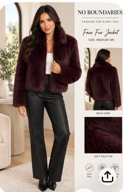 No boundaries Burgundy faux fur jacket in size M #fauxfur #winter new no tsgs