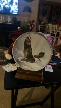Nice Eagle Plate. It’s A Collectors Item And It’s On A Plate Stand No Cracks And Nothing Perfect Shape.
