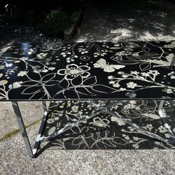 IKEA Etched Flower Glass Desk Or Dining Table