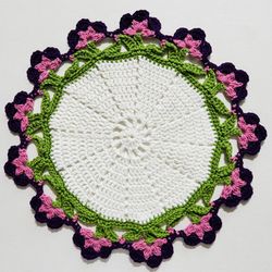 Round floral Crochet Doily Table candle Mat centerpiece runner Handmade mandala