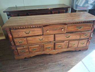 2 Solid Wood Dressers  with Brass Hardware