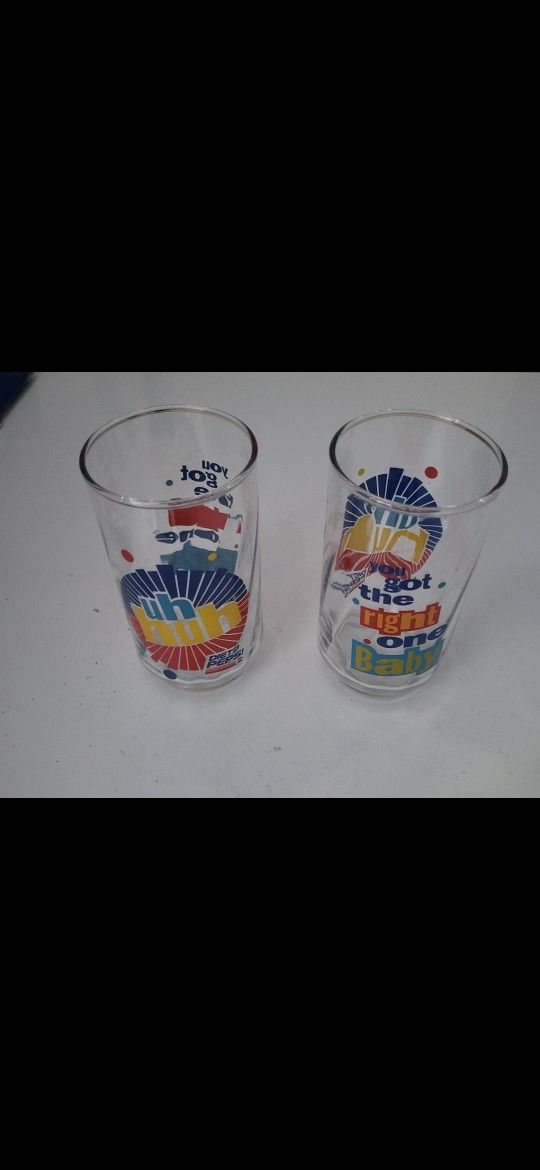 Vintage 1990s Diet Pepsi Uh Huh glass cups 