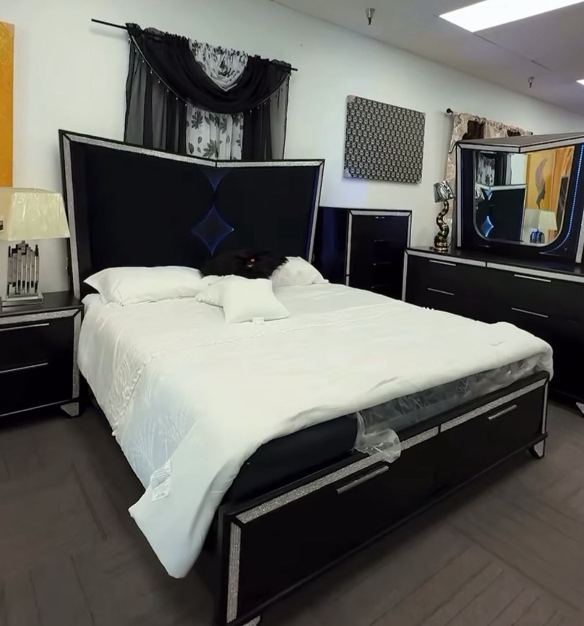 Bedroom Set , Led Lights , Any Size, Any Style , No Money Down