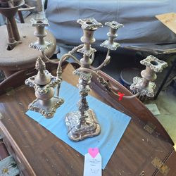 Antique Baroque Style 4 Arm Silver Plated